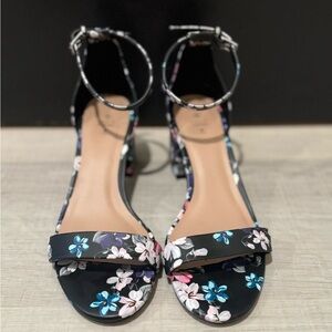 Call It Spring Stongarone Black Floral Strap Heeled Sandals Women's US size 6.5